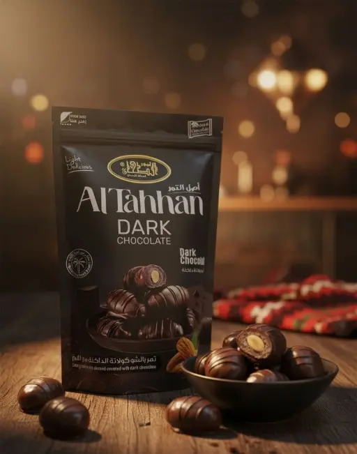 تمر محشي لوز ومغطي بالشوكلاته